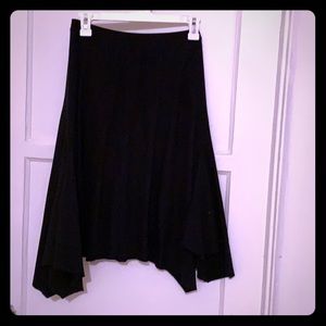 Handkerchief-style skirt.